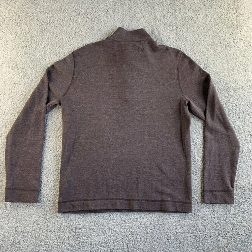 Banana Republic Sweater Mens Medium Brown Button 1/2 Zip Mock Pullover READ‎
